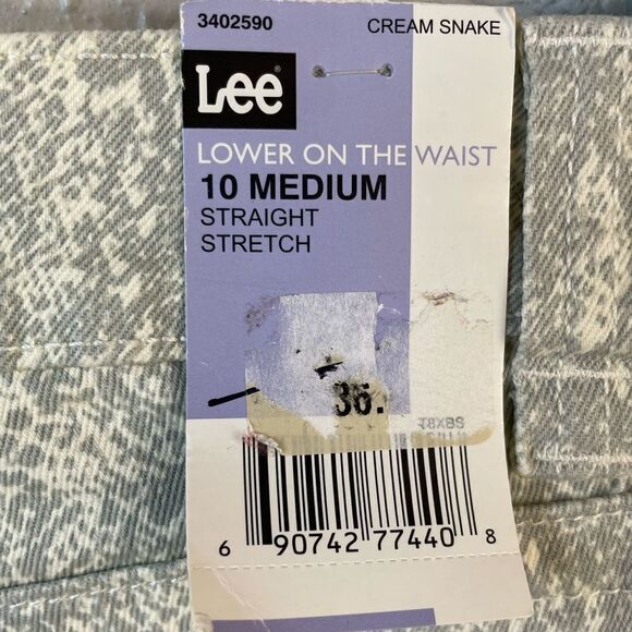 NWT Lee Slender Secret Cream Snakeskin Straight Leg Jeans Size 10 - Picture 6 of 8